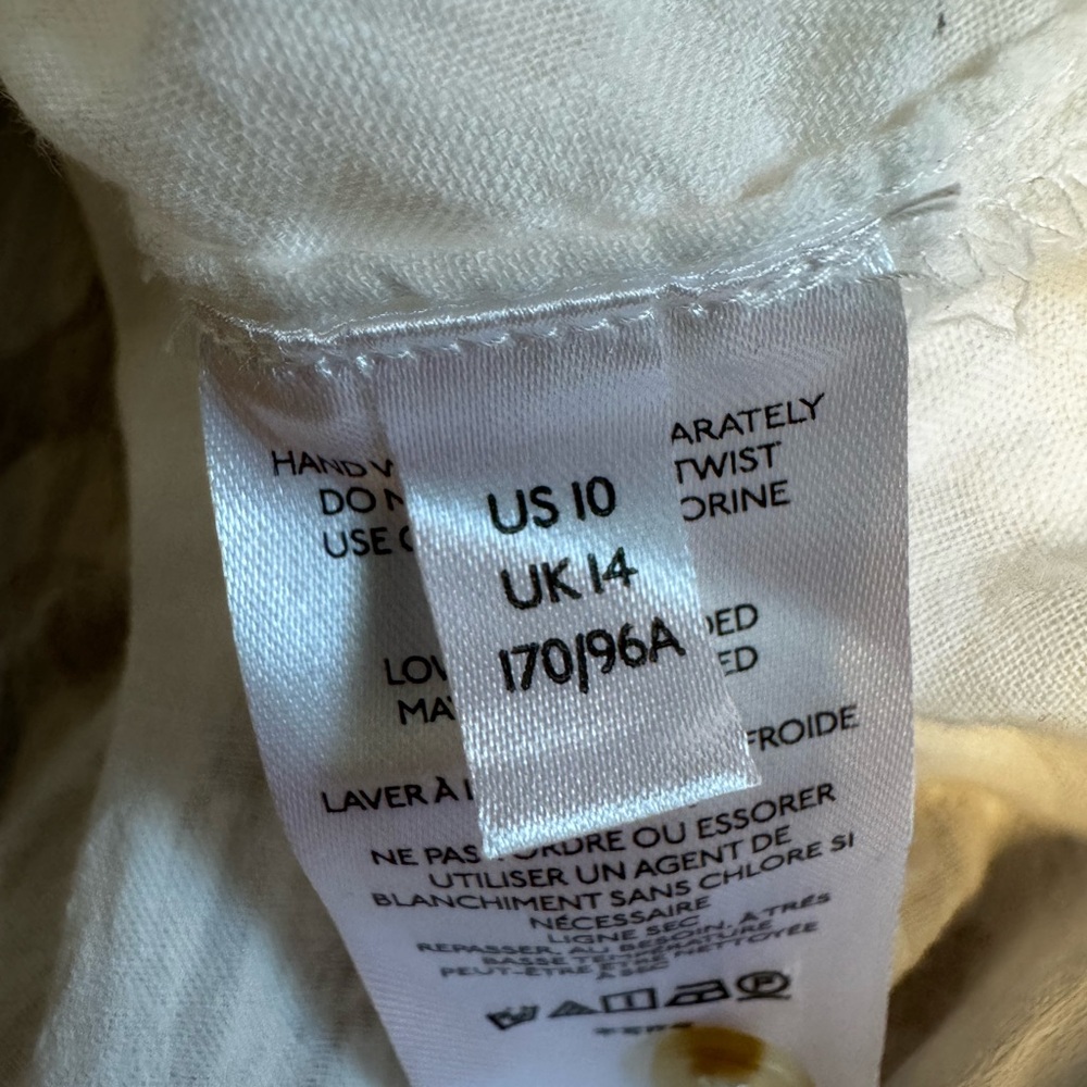 Maeve By Anthropologie White Textured Floral Button Down Blouse size 10 Cotton - Picture 6 of 10